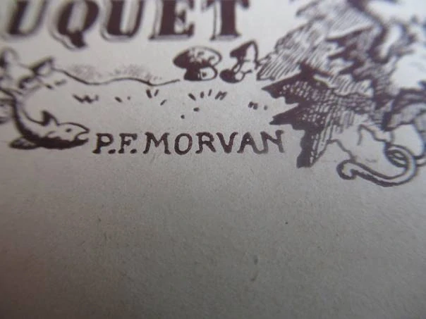 Ex-Libris – Marcel Luquet – P. F. Morvan – Mořská panna, faun a podmořský svět – původní zinkografie / perokresba, 13,5×10,5 cm