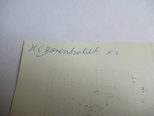 Exlibris – J. Due Nielsen – Hans Christian Bärenholdt – Mořská panna (Siréna) s rybou a holubicí – původní dřevoryt (X2), 11×7,5 cm