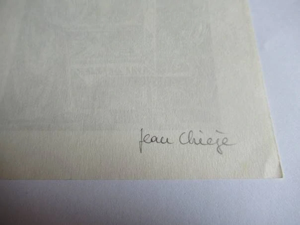 Exlibris – Paul Pfister – Jean Chièze – Renesanční tiskařská dílna s aktem – původní dřevoryt (X2), 13,5×10,5 cm