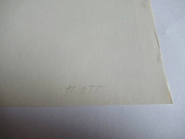 Exlibris – Norbert Ott – H. Ott – Ženský akt v kvetoucí louce – původní linoryt / dřevoryt, 14×10,5 cm