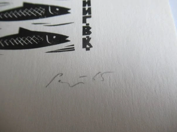 Exlibris – V. Kuzněcov – German Ratner – Moskva, 1965 – původní linoryt (X3) – 11,5×9,5 cm