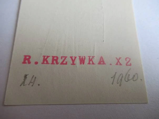 Exlibris – St. Aulicha – Ryszard Krzywka – Polsko, 1960 – původní dřevoryt (X2) – 9×4 cm