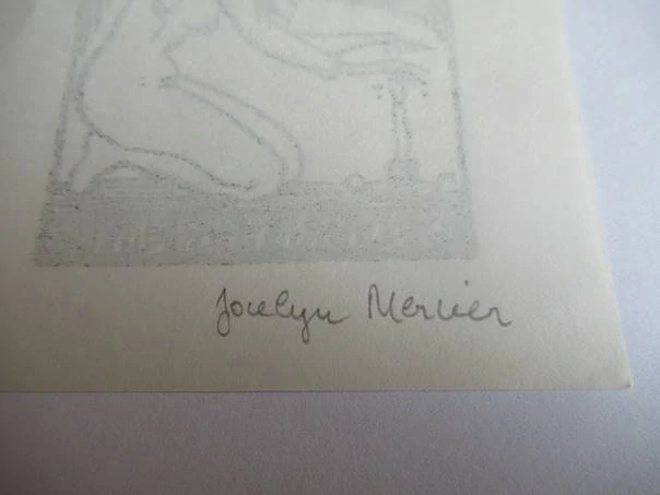 Exlibris – P. Pfister – Jocelyn Mercier – Francie – původní dřevoryt (X2) – 10,5×9 cm