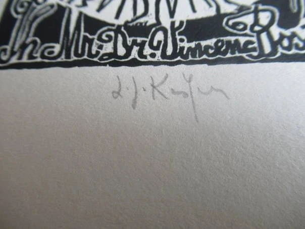 Exlibris – Ph. Mr. Dr. Vincenc Bosák – původní dřevoryt (X2) s autorskou signaturou – 13,5×9,5 cm