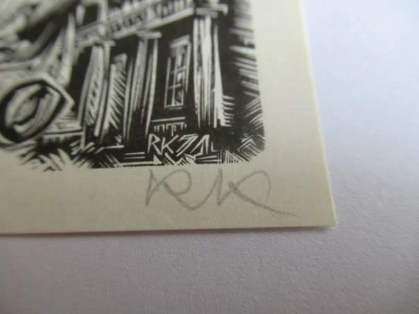 Exlibris – Solon – Richard Kaljo – Estonsko, 1970 – původní dřevoryt (X2) – 11×7,5 cm