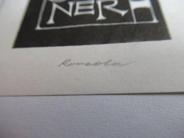 Exlibris – Erich Schöner – Roland Roveda – Graz (Rakousko), 1970 – původní linoryt (X3) – 7×5 cm