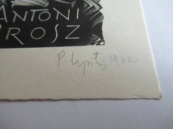 Exlibris – Antoni Brosz – Pēteris Upītis – Lotyšsko / Polsko, 1962 – původní dřevoryt (X2) – 12,5×9 cm