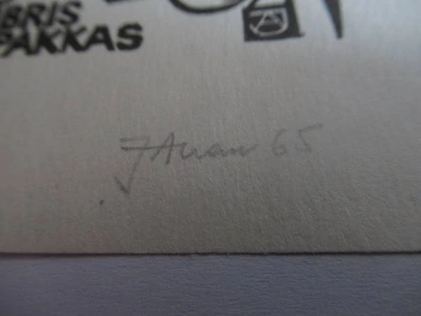 Exlibris – Loit Pakkas – Jüri Arrak – Estonsko, 1965 – původní autorský linoryt (X3) – 8×6,5 cm