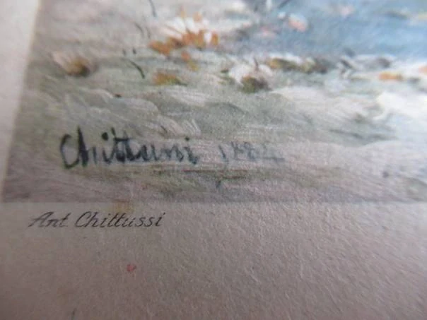 Původní sběratelská novoročenka p. f. 1929 Dr. Jaroslav Preiss – luxusní dvojlist s reprodukcemi děl Antonína Chittussiho a Jaroslava Čermáka (22,5 × 15 cm)