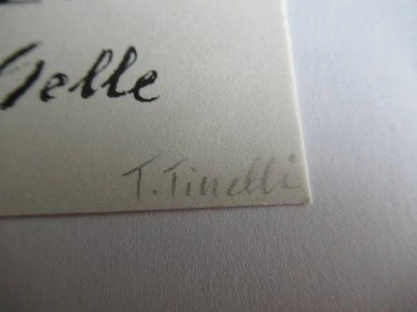 Původní sběratelská novoročenka P.F. 1977 Christian Gelle – autorka Teresa Tinelli, motiv L'anno del serpente (14,5 × 10 cm)