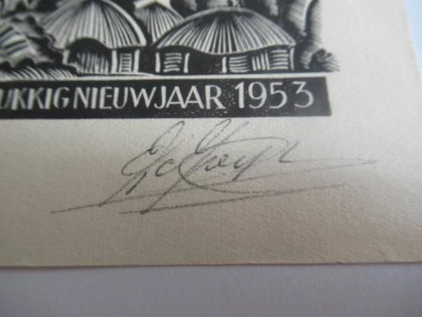 Sběratelská PF 1953 – motiv domorodá žena s košem ovoce v tropické krajině (15 × 11 cm)