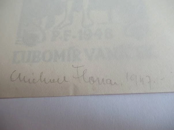 Sběratelská PF 1948 – autor: Michael Florian – motiv alegorie svobody a partyzánka, dřevoryt X2 (14,5 × 10 cm)