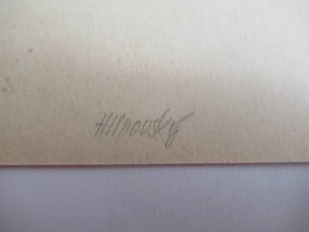 Sběratelská PF 1937 – autor: Stanislav Hlinovský – motiv zátiší s rybami a ovocem, litografie (cca 15 × 10,5 cm)