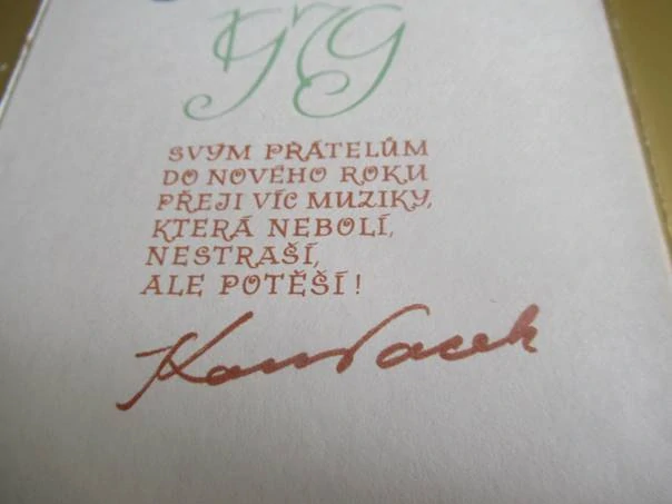 Sběratelská PF 1979 – autor: Karel Vach – motiv poštovní roh a ornament, tisk (20 × 10 cm)