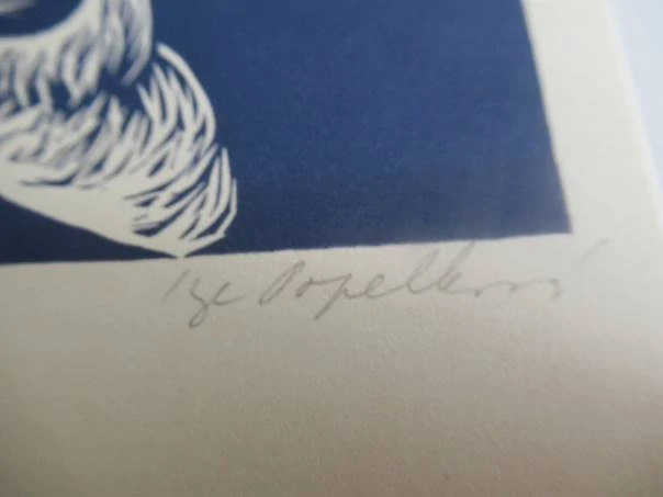 Sběratelská PF 1982 – autor: Inge Popelková – motiv Stará alegorie podzimu, lino / linoryt X3 (21 × 10 cm)