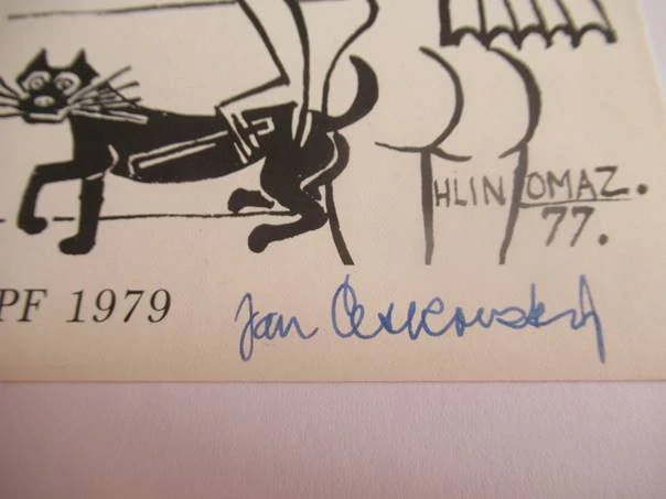 Sběratelská PF 1979 – motiv Dvě kočky, podle Josefa Hlinomaze, linoryt X3 (15,5 × 10,5 cm)