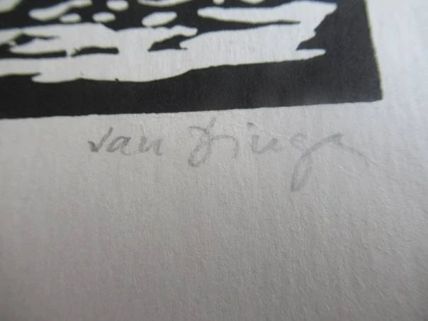 Původní sběratelská novoročenka PF 1980 Věra a Jaromír Kneselovi – autor Jan Jindra, signovaný linoryt (21 × 15 cm)