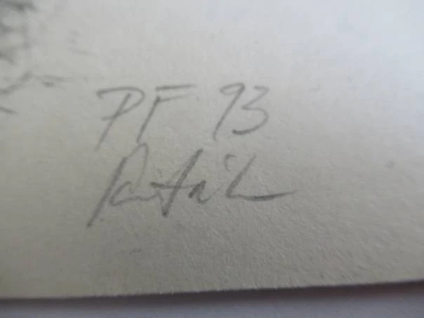 Původní sběratelská novoročenka PF 93 – autor Karel Rataj, signovaný grafický list (suchá jehla / lept)
