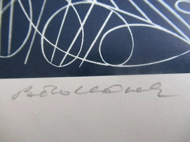 Původní sběratelská pamětní grafika k 80. narozeninám O. F. Bablera (1981) – autor Bohuslav Smejkal, signovaný linoryt (20,5 × 10 cm)