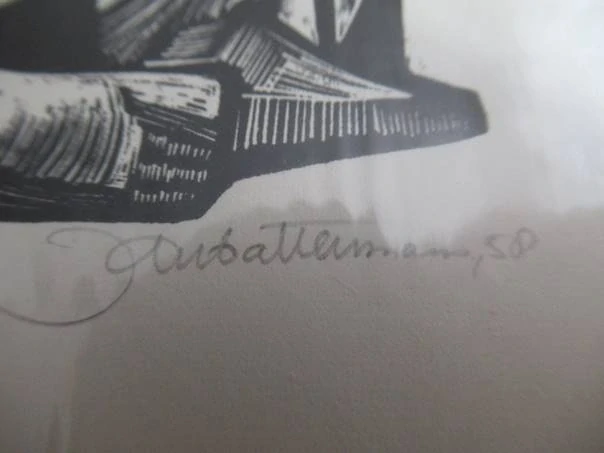 Volná grafika s motivem kubistického sedícího ženského aktu, vhodné pro sběratele moderního umění a drobné grafiky, autor J. Rubatlemann, originální podepsaný tisk (linoryt), rozměr pasparty 22 × 15 cm (samotná grafika 15,5 × 13 cm)