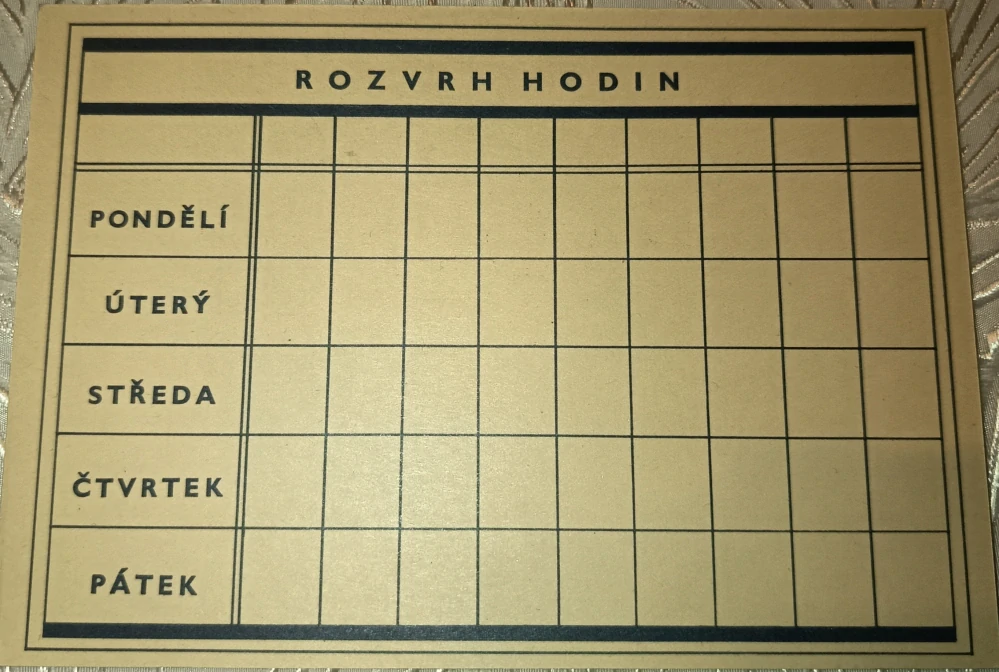 Rozvrh hodin – bezpečnostní HVVB Praha (cca 1970–1980)