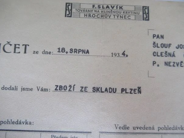 Hrochův Týnec - F. Slavík - Továrny na hliněnou krytinu - 1934