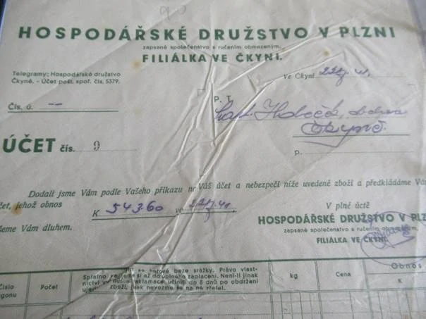 Plzeň - Filiálka ve Čkyni - Hospodářské družstvo - 1941