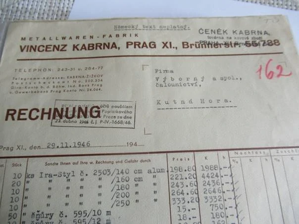 Praha XI. - Vincenz Kabrna - Továrna na kovové zboží - 1946
