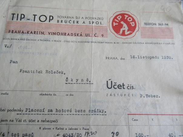 Praha - Tip - Top - továrna šlí a podvazků - 1939