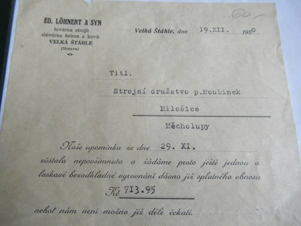Velká Štáhle - Ed. Löhnert a syn - továrna strojů, slévárna železa a kovů - 1930