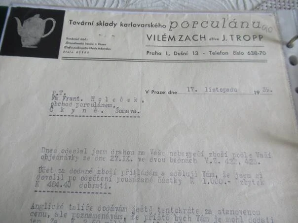 Praha - Vilém Zach - Tovární sklady karlovarského porcelánu - 1939