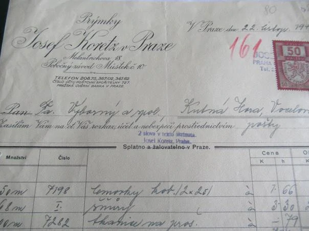 Praha - Josef Koretz - Prýmky - 1946