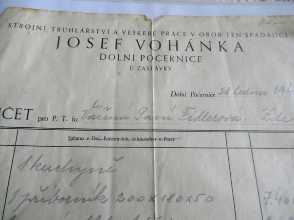 Dolní Počernice - Josef Vohánka - strojní truhlářství a veškeré práce v obor ten spadající - 1946