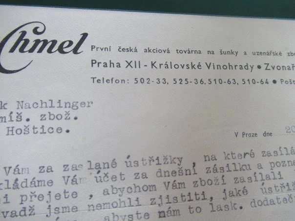 Praha XII. - Antonín Chmel - Továrna na šunky a uzenářské zboží - 1947