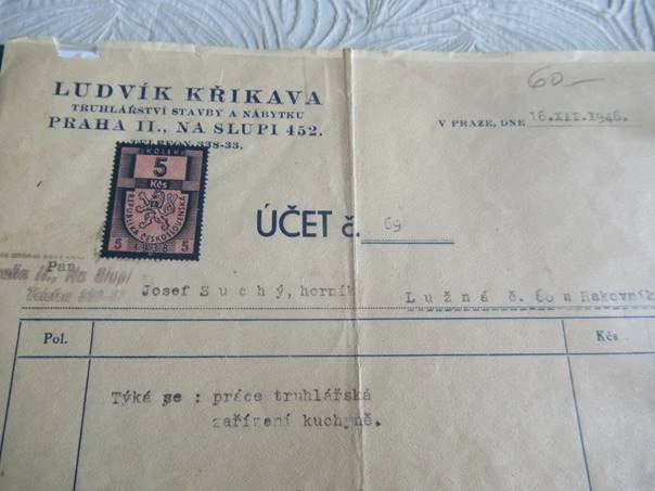 Praha II. - Ludvík Křikava - Truhlářství, stavby a nábytku - 1946