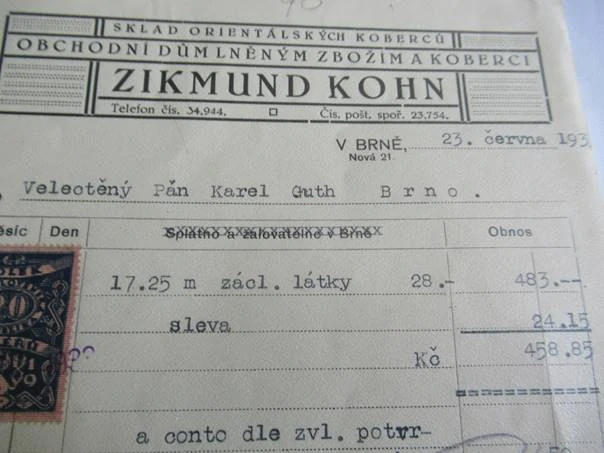 Brno - Zikmund Kohn - Sklad orientálských koberců - 1933