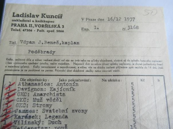 Praha II. - Ladislav Kuncíř - Nakladatel a knihkupec - 1937