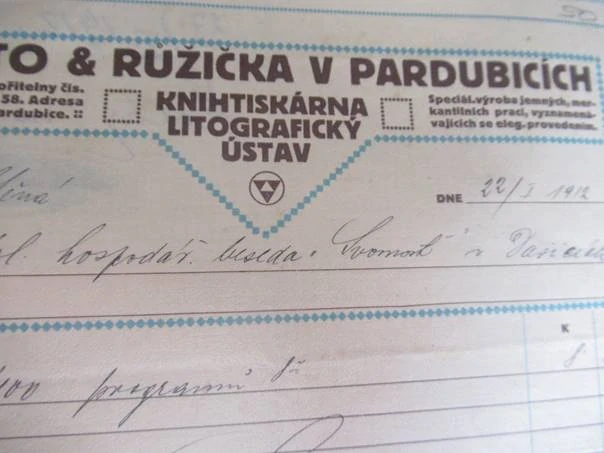 Pardubice - J. Otto & Růžička - knihtiskárna, litografický ústav - 1912