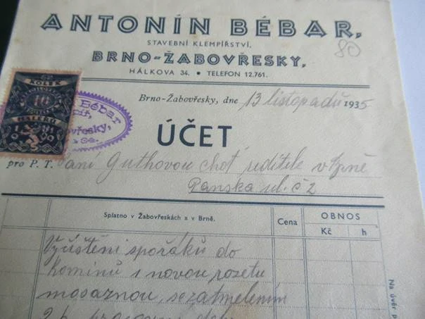 Brno - Antonín Bébar - Stavební klempířství - 1935