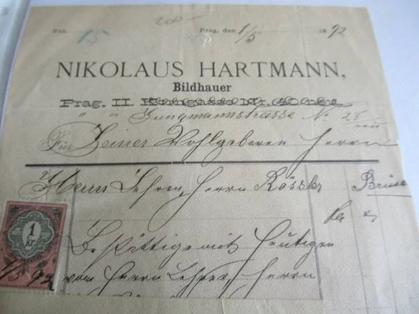 Praha - Nikolaus Hartmann - Sochař - 1892