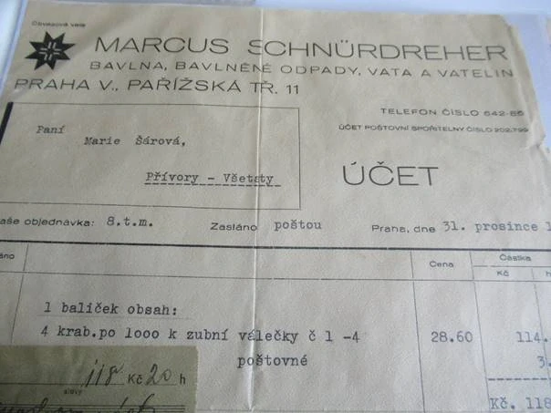 Praha V. - Marcus Schnürdreher - Bavlna, bavlněné odpady, vata a vatelin 