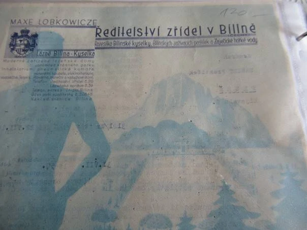 Bílina - Lázně Bílina - Kyselka - rozesílka Bílinské kyselky, Bílinských zažívacích pastilek a Zaječické hořké vody - 1950