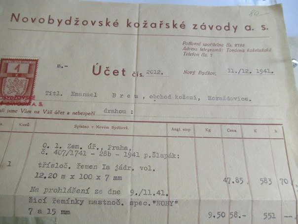 Nový Bydžov - Novobydžovské kožařské závody - 1941