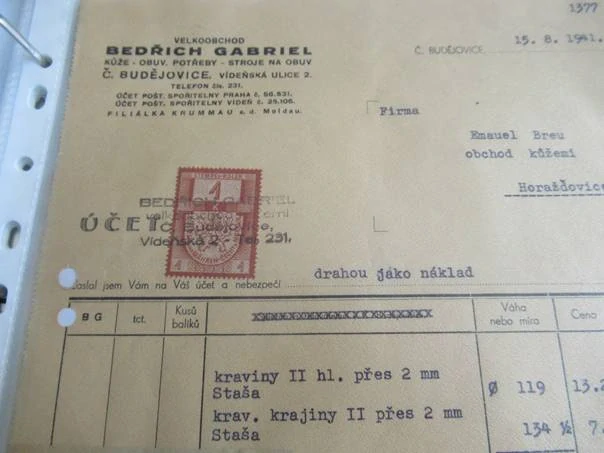 České Budějovice - Bedřich Gabriel - Kůže, obuv. potřeby, stroje na obuv - 1941