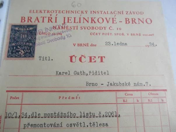 Brno - Bratří Jelínkové - Elektrotechnický instalační závod - 1934