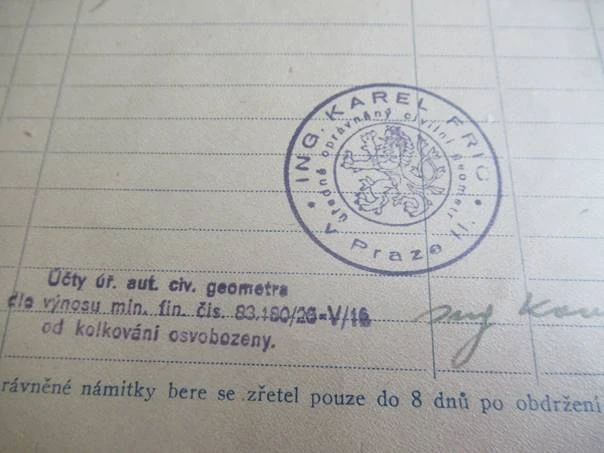 Praha - Karel Fric - civilní geometr  - 1948