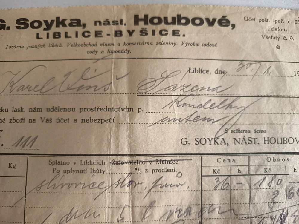 LIBLICE - BYŠICE OKRES MĚLNÍK - ÚČET