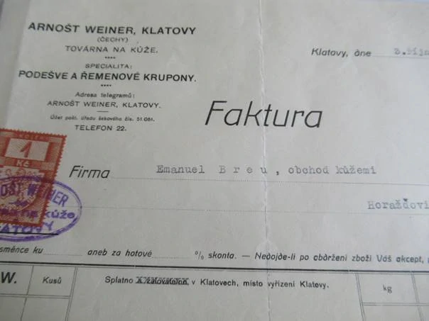 Klatovy - Arnošt Weiner - Továrna na kůže - 1939