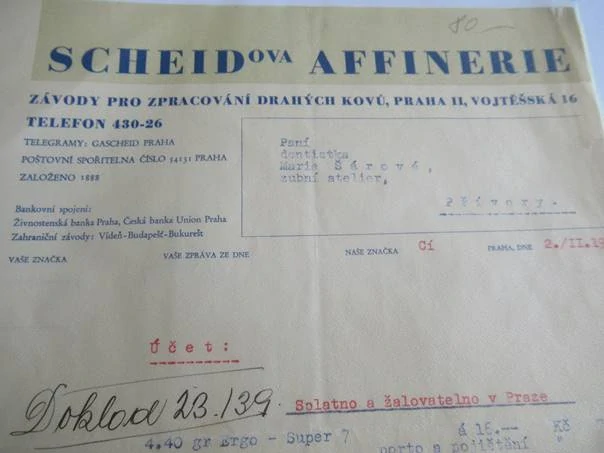 Praha II. - Scheidova Affinerie - Závody pro zpracování drahých kovů - 1939