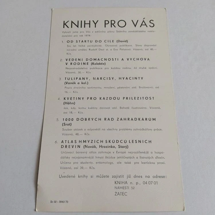 JOSEF LADA - REKLAMA - KNIHY PRO VÁS - ŽATEC 20,5 x 12,5 cm